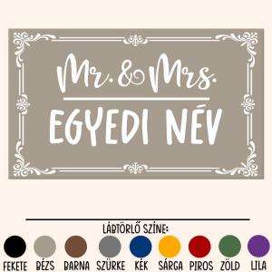 Mr & Mrs családi lábtörlő- nászajándék Egyedi Neves Ajándék