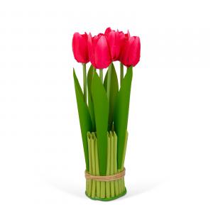 Műnövény dekoráció - tulipán - piros - 26 x 6,5 cm