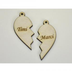 Natúr fa - Szív medál egyedi név gravírozással 5x5,5cm