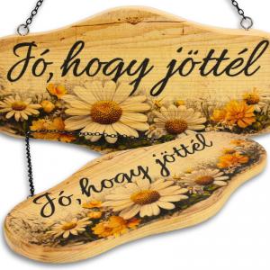 Natúr tábla láncos 25x12cm - margarétás