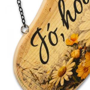 Natúr tábla láncos 25x12cm - margarétás