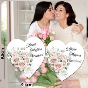 Nyomtatott dekorkarton - Anyák napjára szeretettel szív 9cm 1db