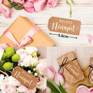 Nyomtatott dekorkarton - Boldog nőnapot scrapbook táblák 1db natúr