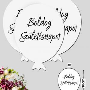 Nyomtatott dekorkarton - Boldog születésnapot lufi - fehér 3db/csomag