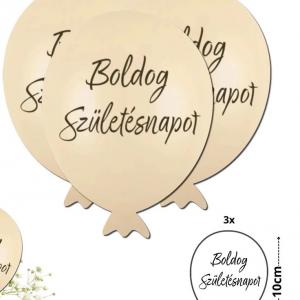 Nyomtatott dekorkarton - Boldog születésnapot lufi - krém 3db/csomag