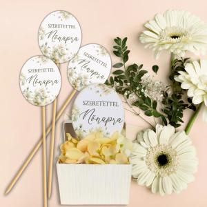 Nyomtatott dekorkarton - Nőnapi ovál tábla - pasztell barack 1db