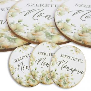 Nyomtatott dekorkarton - Nőnapi ovál tábla - pasztell barack 1db