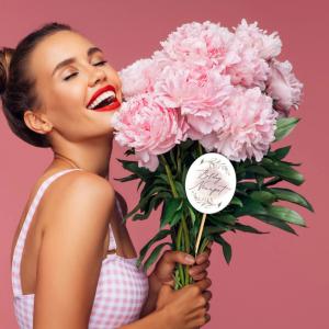 Nyomtatott dekorkarton - Nőnapi ovál tábla - pasztell rózsaszín 1db