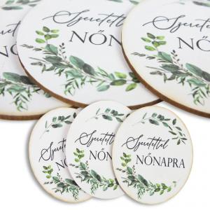 Nyomtatott dekorkarton - Nőnapi ovál tábla - zöld/fekete 1db