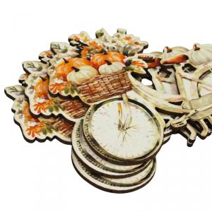 Nyomtatott dekorkarton - Őszi bicikli 8x7,5cm 3db/csomag