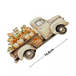 Nyomtatott dekorkarton - Őszi teherautó 14,8x8cm