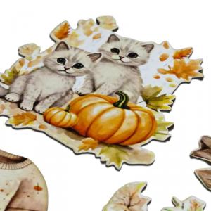 Nyomtatott dekorkarton - Rajzos útjelzős őszi dekor 3db/csomag