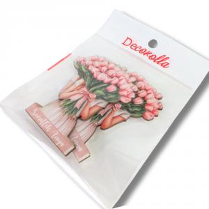 Nyomtatott dekorkarton - Tulipános lány 1db