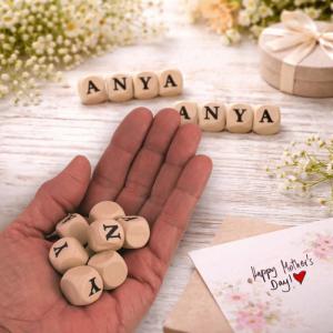 Nyomtatott fa dobókocka natúr - ANYA felirattal 2szett/csomag