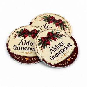 Nyomtatott fa tábla - Áldott ünneket bordó tábla 3db/csomag