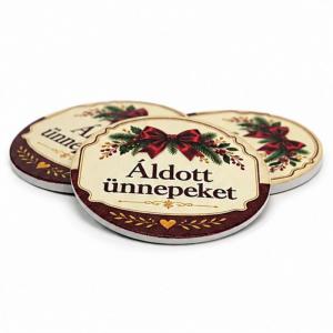 Nyomtatott fa tábla - Áldott ünneket bordó tábla 3db/csomag