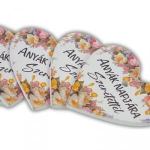 Nyomtatott fa tábla - Anyák napjára - virágos 4cm 1db