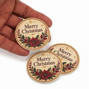 Nyomtatott fa tábla - Merry Christmas tábla 3db/csomag