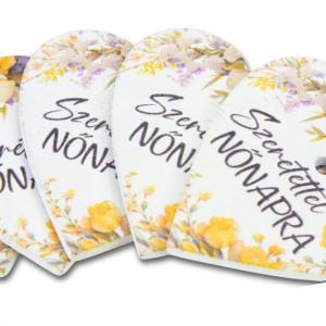 Nyomtatott fa tábla - Nőnapra - virágos 4cm 1db