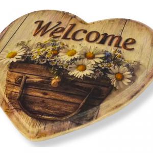 Nyomtatott natúr szív peremes - Welcome