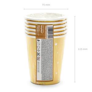 Papír pohár, arany színben, Happy New Year, 220 ml, 6 db/cs