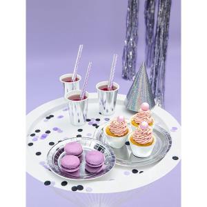 Papír tányér, ezüst, d23cm, 6db/cs