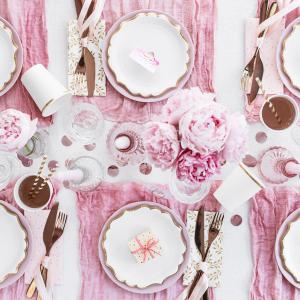 Papír tányér, fehér, arany szegéllyel, 18.5 cm 6 db/cs