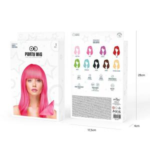 Paróka, hosszú, egyenes, neon pink