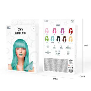 Paróka, hosszú, egyenes, türkiz