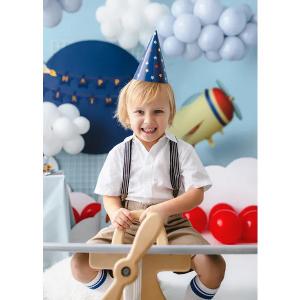 Party kalap, kék, csillagos, 16cm, 6 db/csomag