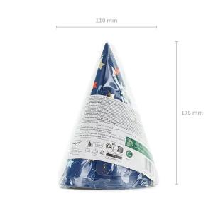 Party kalap, kék, csillagos, 16cm, 6 db/csomag