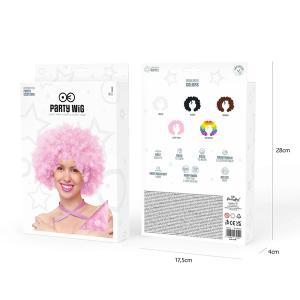 Party paróka, afro, világos pink
