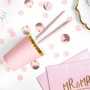 Party pohár, rózsaszín, arany szegéllyel, 220ml, 6db/cs