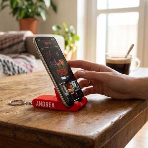 PocketView™ Egyedi Névvel, Felirattal Rendelhető Összecsukható Asztali Telefontartó és Kulcstartó