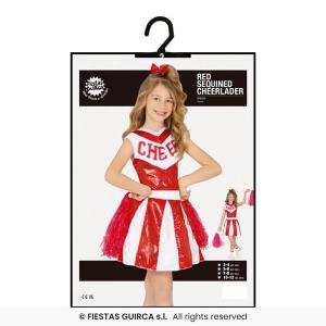 Pompom lány jelmez, 7-9 éveseknek, piros