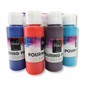 Pouring festék szett 4x60ml, 2db vászon táblával 10x15cm
