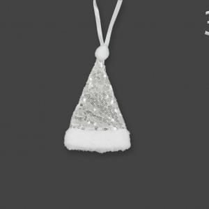 Sapka/kesztyű/csizma akasztós dísz flitteres ezüst 15cm 631398 3f