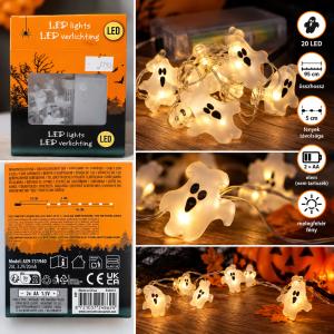 Szellemfigurás Halloween LED-fényfüzér