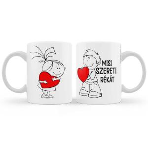 Szerelmes Bögre - Fiú Szereti Lányt - Egyedi Névvel - Szerelmes Ajándék 3dl
