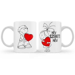 Szerelmes Bögre - Lány Szereti Fiút - Egyedi Névvel - Szerelmes Ajándék 3dl
