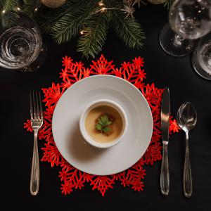 Szilikon edényalátét- tányéralátét - jégkristály - piros - 38 cm