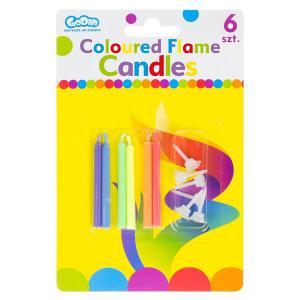 Színes lángú tortagyertya, 6 db/cs