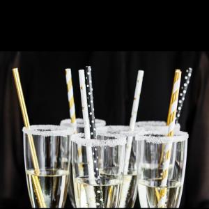 Szívószál papírból, arany-fehér 10 db/csomag