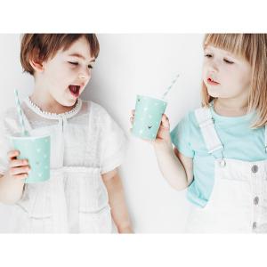 Szívószál papírból, égkék -fehér csíkos