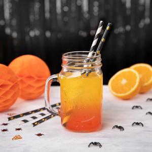 Szívószál papírból, fekete, arany pöttyös, 10 db/cs