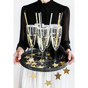 Szívószál papírból, fekete, fehér pöttyös, 10 db/cs