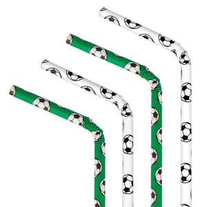 Szívószál papírból, focis, 10 db/cs