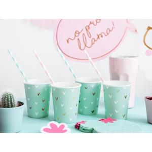 Szívószál papírból, light pink csíkos