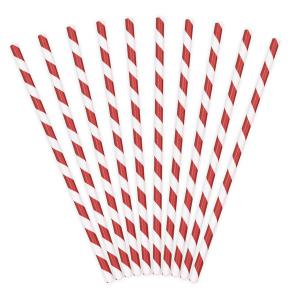 Szívószál papírból, piros-fehér csíkos