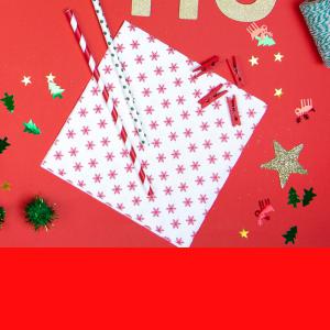 Szívószál papírból, piros-fehér csíkos